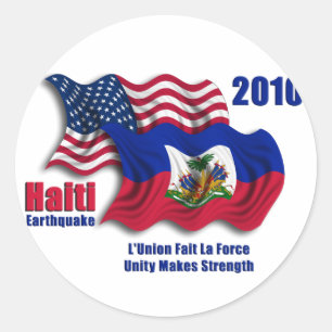 Adesivo Haitian & bandeiras de ondulação americanas para