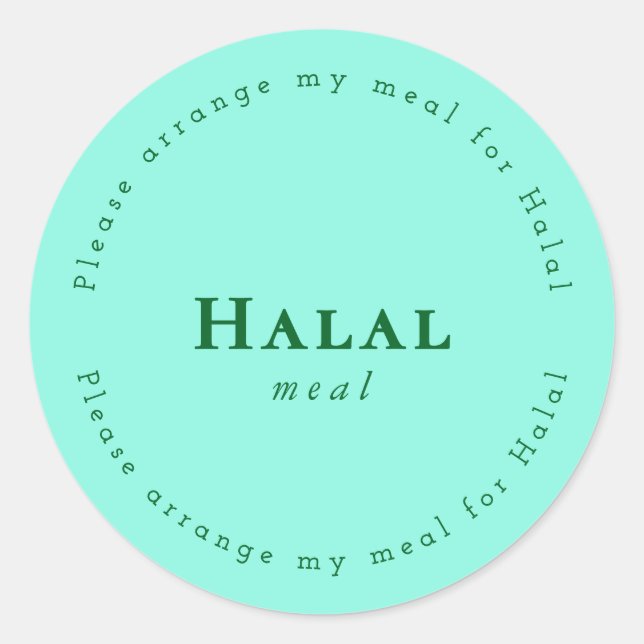 Adesivo Halal meal Request Sticker, Light Green (Frente)