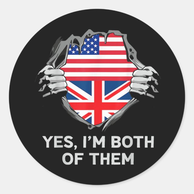 Adesivo Half American Half British USA England Flag Mens W (Frente)