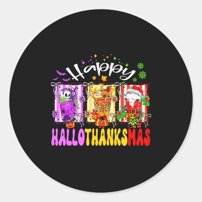 Adesivo Hallothanksmas Coffee Latte Halloween Thanksgiving (Frente)