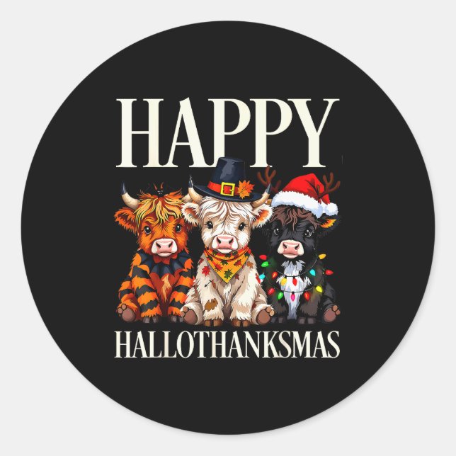 Adesivo Hallothanksmas Highland Cow Halloween Thanksgiving (Frente)