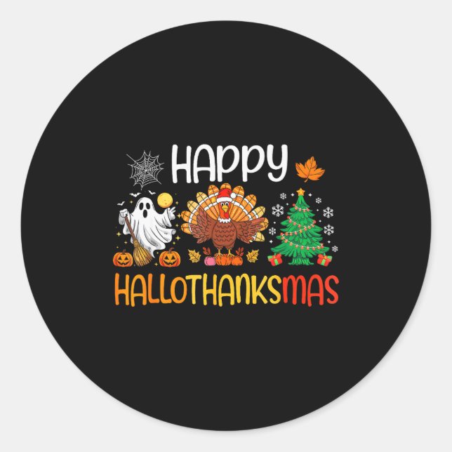 Adesivo Hallothanksmas Shirt Funny Halloween Thanksgiving  (Frente)