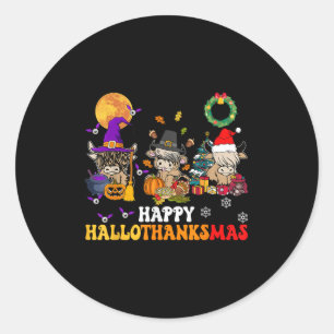 Adesivo Hallothanksmas Vaca das Terras Altas do Halloween