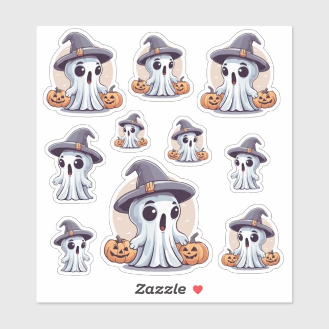 Adesivo Halloween: 10 Geister mit Kürbissen -  (Folha)
