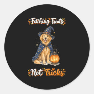Adesivo Halloween Adorável Cão Dourado Feiticeiro Truques
