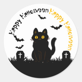 Adesivo Halloween-Aufkleber mit schwarzer Katze