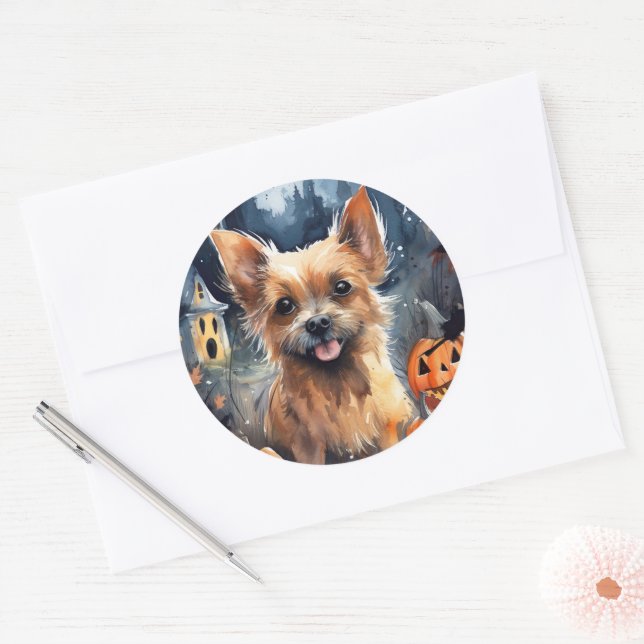 Adesivo Halloween Australiano Terrier With Pumpkins Scary (Envelope)