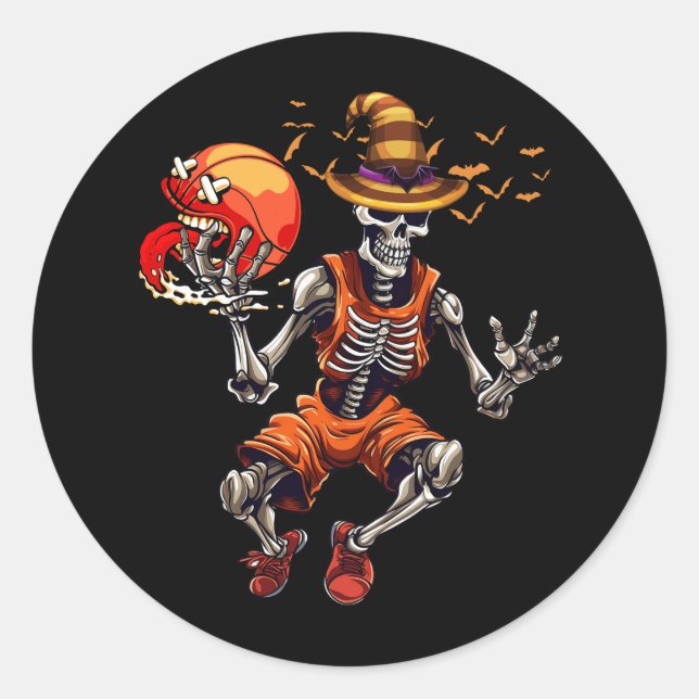 Adesivo Halloween Basball Skeleton Dunking Jack O Lante (Frente)