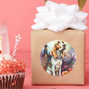 Adesivo Halloween Basset Hound Com Pumpkins Assustado