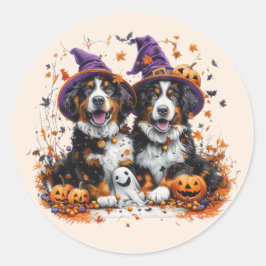 Adesivo Halloween Bernese Mountain Dogs Witch Ghost