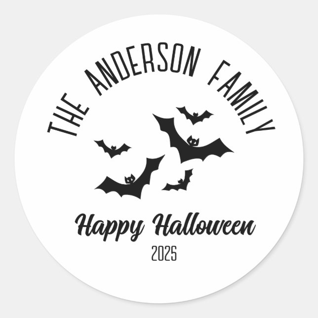 Adesivo Halloween Black Bats Personalizado Nome Ano (Frente)