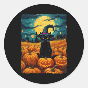 Adesivo Halloween Black Cat Van Gogh Witch Kawaii Pumpkin