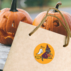 Adesivo Halloween Black Labrador and Broom