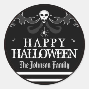 Adesivo Halloween Black White Skype Label Feliz Halloween
