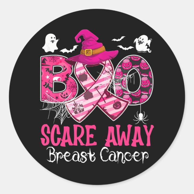 Adesivo Halloween Boo Assusta-Se Com O Cancer Da Mama (Frente)
