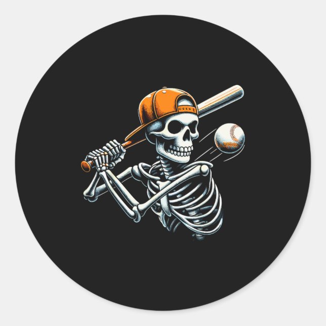 Adesivo Halloween Boys Batting Skeleton Baseball  (Frente)