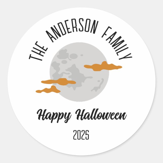 Adesivo Halloween Brilhando Nome Personalizado da Lua Comp (Frente)