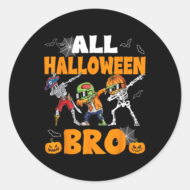 Adesivo Halloween Bro Dabbing Skeleton Jack O Lantern Boys (Frente)
