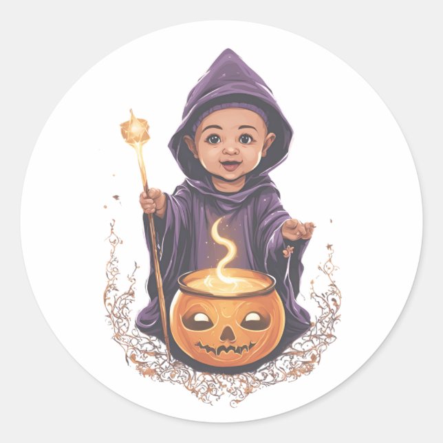 Adesivo Halloween, bruxa 6 bebê, bruxa divertida, divertid (Frente)