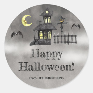 Adesivo Halloween, Casa Assombrada, Presente, Favor do Par