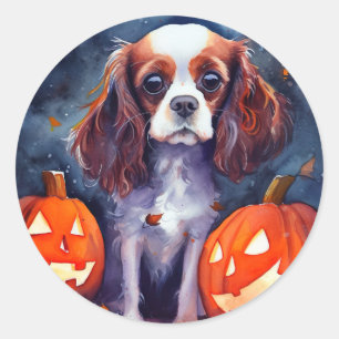 Adesivo Halloween Cavalier King Charles Spaniel Pumpkins