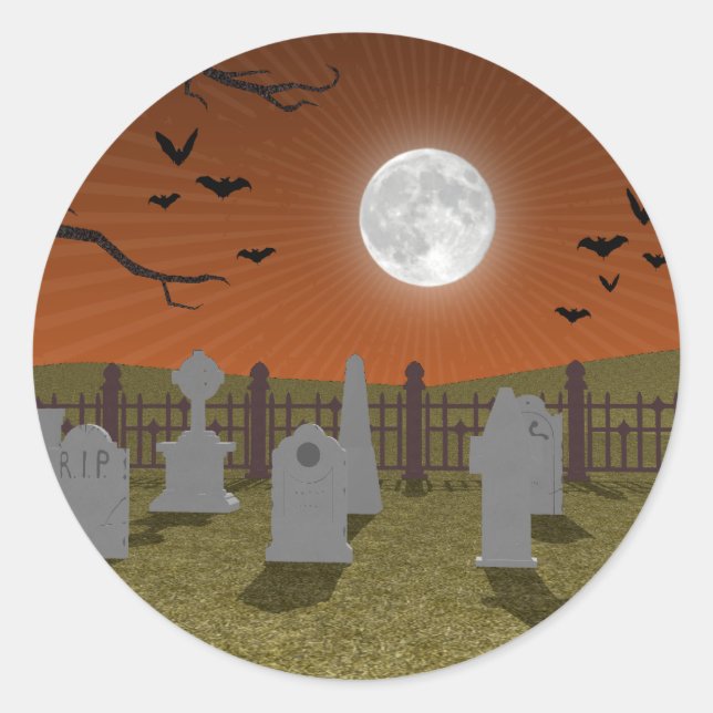 Adesivo Halloween: Cena de cemitério: (Frente)