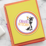 Adesivo Halloween Cheer Witches Girl's Night Out<br><div class="desc">Este design foi criado através da arte digital. Pode ser personalizado na área fornecer ou personalizar escolhendo o clique para personalizar mais opções e alterando o nome, as iniciais ou as palavras. Você também pode alterar a cor e o estilo do texto ou excluir o texto de um design de...</div>