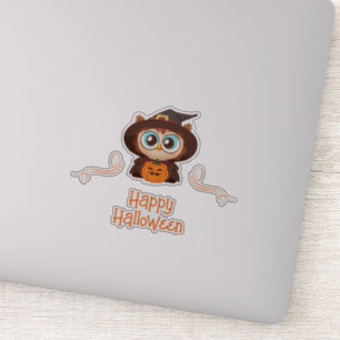 Adesivo Halloween/coruja/abóbora/bruxa