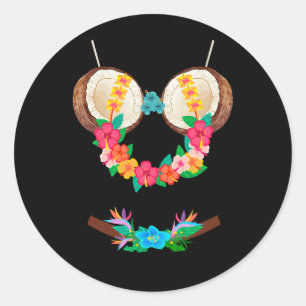 Adesivo Halloween Costume Tropical Coconut Bra Flowers Lei