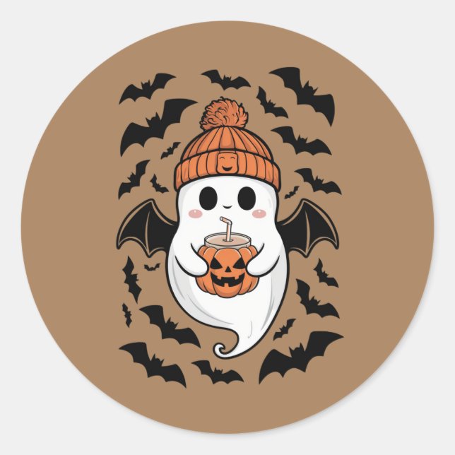 Adesivo Halloween Cute Ghost Fall Spooky Season Gift (Frente)