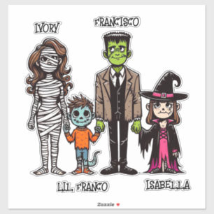 Adesivo Halloween da Família Personalizada Bonita e Spooky