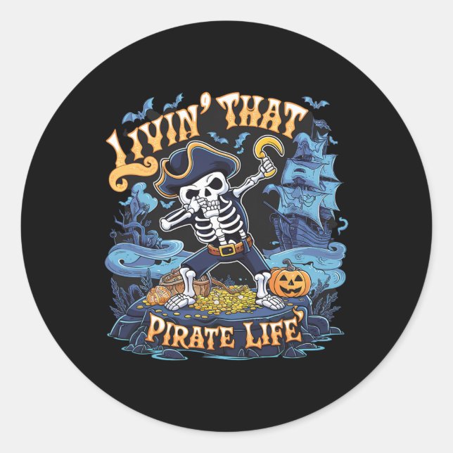 Adesivo Halloween Dabbing Pirate Skeleton Simples Hallowee (Frente)