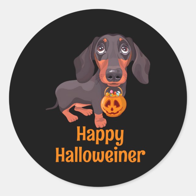 Adesivo Halloween Dachshund Por Feliz Halloweiner (Frente)