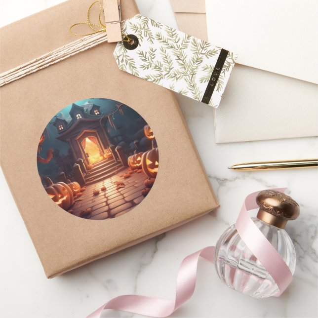 Adesivo Halloween de abóbora brilhante (Presentear)