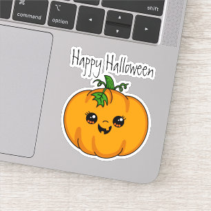 Adesivo Halloween de abóbora fofa personalizada