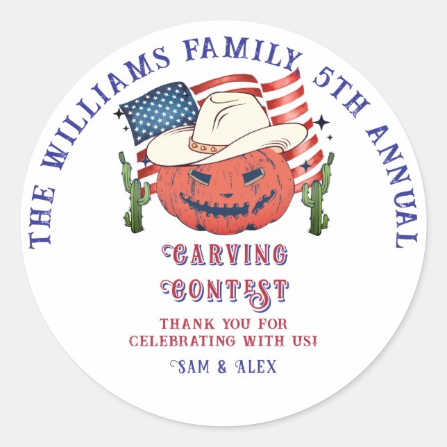 Adesivo Halloween de Abóbora Patriótica Moderna (Frente)