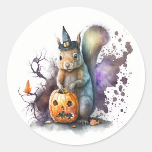 Adesivo Halloween de Esquilo de Aquarela