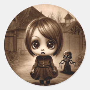 Adesivo Halloween De Garota Chibi De Olhos Grandes E Estra