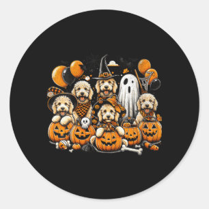 Adesivo Halloween de Goldendoodle Fofinha de Fantasma e Br