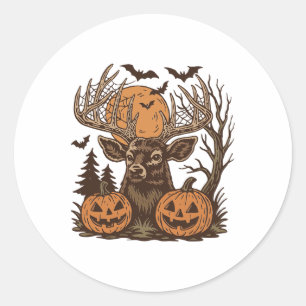 Adesivo Halloween Deer Spooky Forest Buck Pumpkin Caça