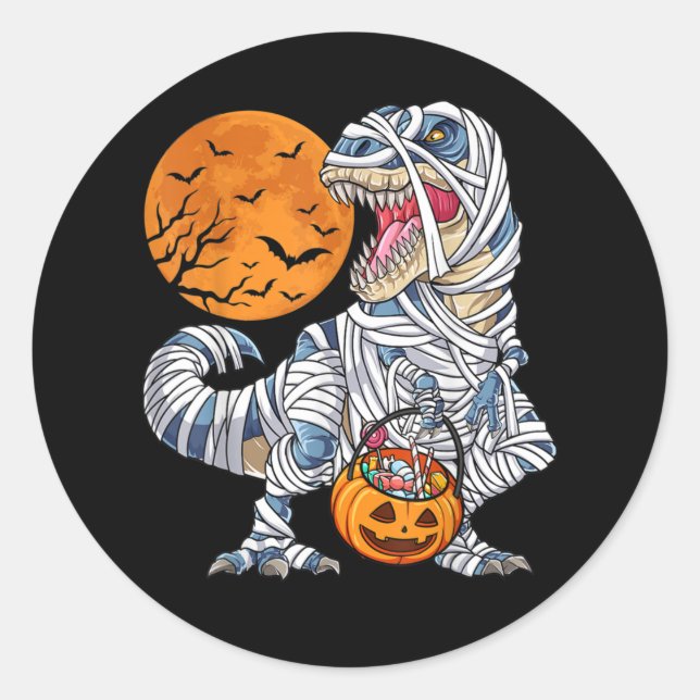 Adesivo Halloween Dinossaur T rex Mummy Pumpkin (Frente)
