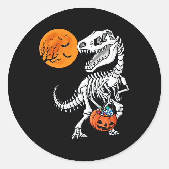 Adesivo Halloween Dinossaur T Rex Skeleton Garotos Assusta (Frente)