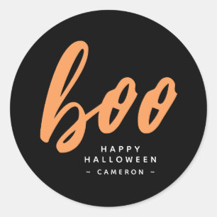 Adesivo Halloween do Boo Negro e Laranja Minimalista