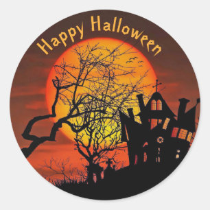 Adesivo Halloween do Gráfico da Lua Cheia da Casa Assombr
