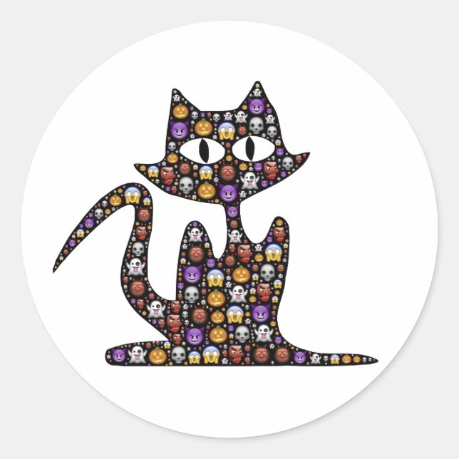 Adesivo Halloween Emoji Black Cat (Frente)