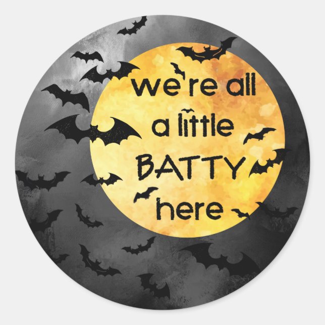 Adesivo Halloween Engraçado Dizendo Bats Batty (Frente)