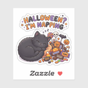 Adesivo Halloween Estou Cochilando Gato Preto Doce