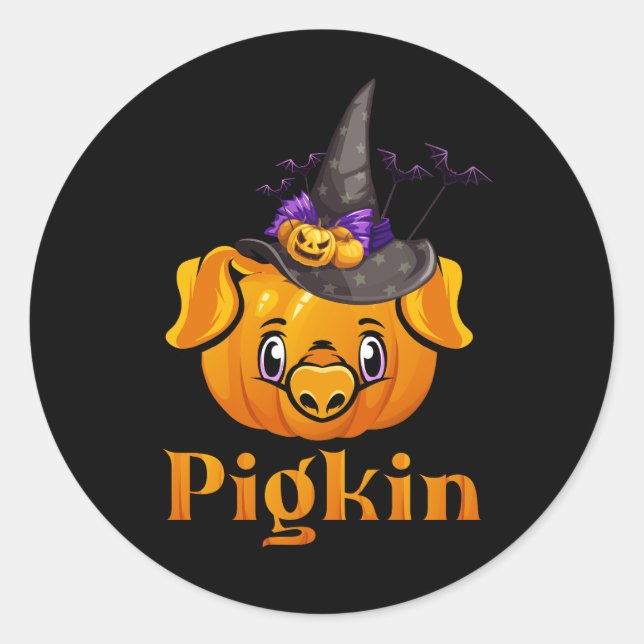 Adesivo Halloween Fall Pigkin Pumpkin Witch Thanksgivi (Frente)