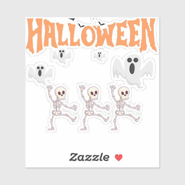 Adesivo Halloween Fantasmas e Esqueletos Dançantes (Folha)