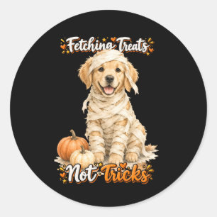 Adesivo Halloween Fofo Retriever Dourado Múmia Truques Pre